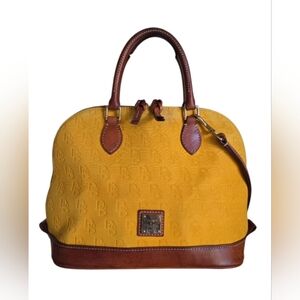 Dooney & Bourke Mustard and Chestnut Satchel